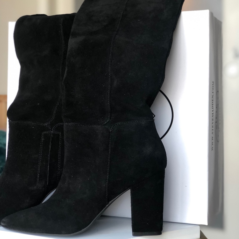 STEVE MADDEN raddle black suede boots - Picture 2 of 6